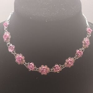 Elegant Purple Rose Necklace